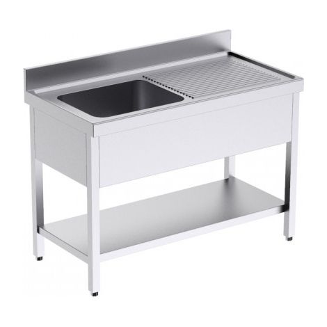 Plonge avec Bâti Egouttoir à Droite et Etagère Profondeur 550 - Distform