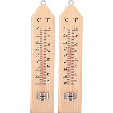 2 thermomètres muraux cave en bois, double échelle, intérieur (1/5)