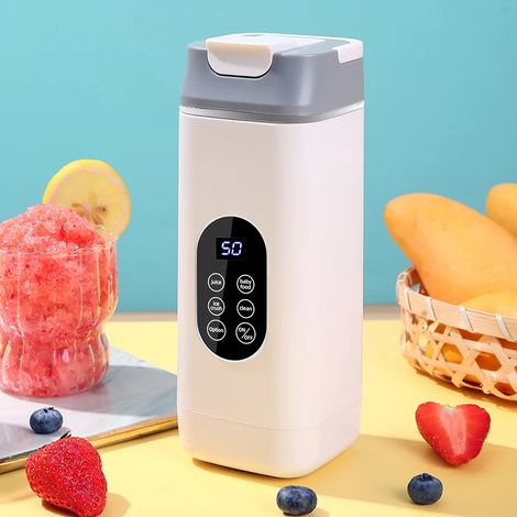 (Blanc) Presse-agrumes sans fil avec fonction glace, shaker électrique à 12 lames, rechargeable par USB (1/5)