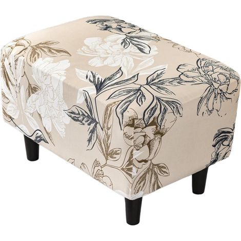 1 Housse De Pouf, Tissu Extensible Polyester, Pour Repose-Pieds Rectangulaire, Salon (1/5)