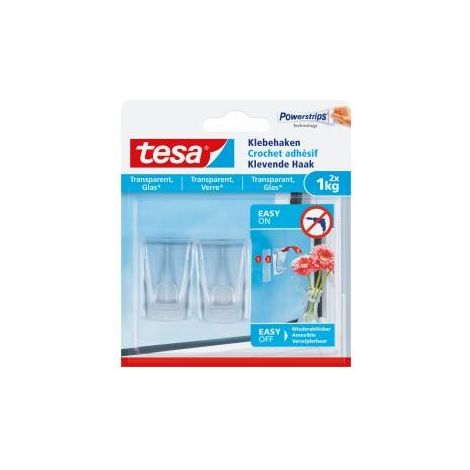 Tesa Gancio adesivo trasparente per supporto 1 kg, facile da posare