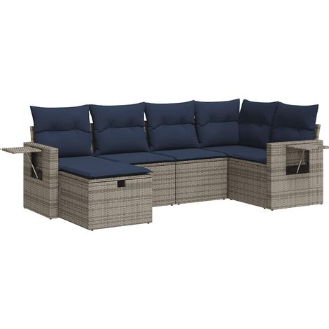 Maison Exclusive - 6-tlg. Garten-Sofagarnitur mit Kissen Grau Pol