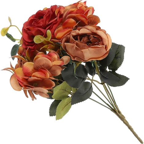 Fleurs artificielles orange, bouquet décoratif et réaliste, pour l'extérieur. (1/5)