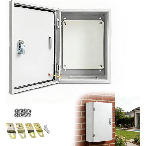 Boîtier en acier galvanisé, 40×30×20cm Boîtier de distribution étanche,Boîte de jonction électrique extérieure intérieure, avec Serrure Solide et Joint d'Étanchéité (1/5)