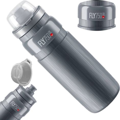 Borraccia ELITE FLY MTB TEX grigia con logo, 750 ml, SUPER LEGGERA, 85 grammi.