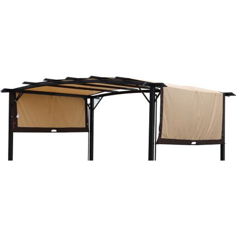 Toile de rechange pour pergola 12 x 9 pieds, bâche imperméable beige anti-UV pour terrasse et balcon, compatible structure courbe CHICFURN (1/5)