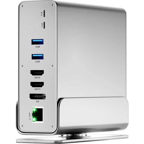 Applicable Type-C 3.2 Docking Station 15-in-1 with Dual 4K DisplayPort & HDMI, USB-C Hubs for Use with Laptops, Featuring Gigabit Ethernet, SD/TF, USB 3.2 Ports, 100W PD, Compatible with MacBook, Dell (1/5)