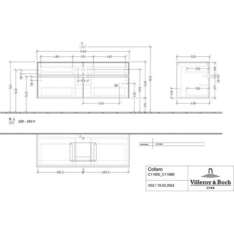 Villeroy & Boch C11600AB WTUS Collaro C11600 1400x548x500mm 4