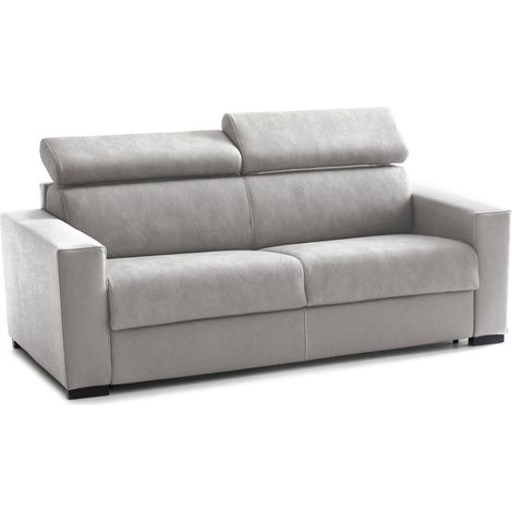 Talamo Italia Schlafsofa Agrippina, Großes 2-Sitzer-Sofa, 100% Made in Italy, Wohnzimmersofa mit drehbarer Öffnung, mit verstellbaren Kopfstützen und serienmäßigen Armlehnen, Cm 200x95h85, Grau