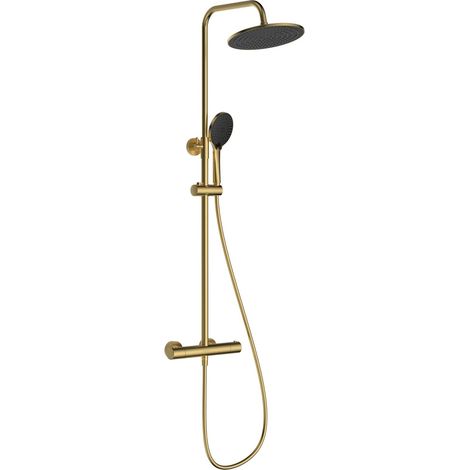 kielle Oudee I - Set de douche avec thermostat, 25 cm, 3 jets, brushed gold 20633006E (1/4)