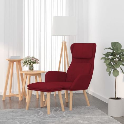 Chaise avec tabouret Chaise de relaxation Rouge bordeaux Velours Chaise de salon 86340 (1/5)