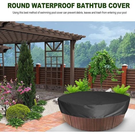 Bâches et accessoires Couvercle du Spa Piscine Ronde Housse de Protection en Plein Air Spa Couvre Gonflable Piscine Couverture Protecteur (19090cm,noir)