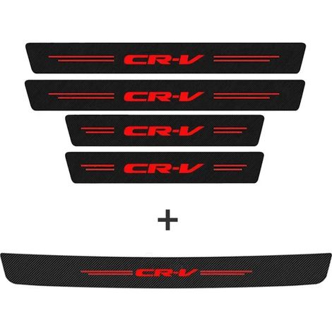 (5 pièces pour CR-V) Protections de seuil de porte, de coffre et de pare-chocs en fibre de carbone - Autocollants compatibles avec Honda CR-V, CRV, HRV, Civic, Accord et Odyssey (1/4)