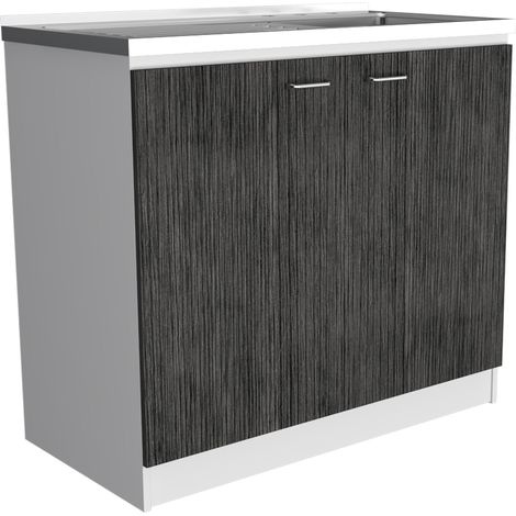 Mobile lavastoviglie Napoles in melaminico con 2 ante, 2 ripiani e piano di lavoro in acciaio inox, multicolore, 90 cm X 100 cm X 52 cm (1/5)