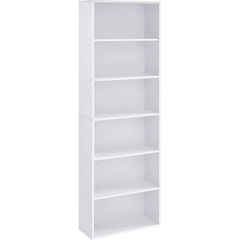 Bibliothèque étagère de rangement 6 niveaux meuble cube pour salon bureau chambre style scandinave 40 x 24 x 1785 cm blanc