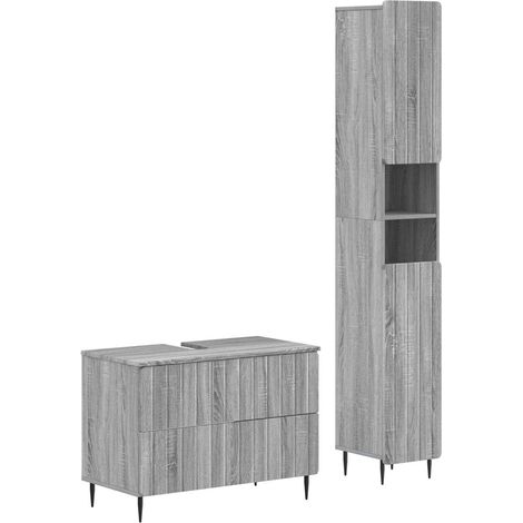 2 Piece Bathroom Cabinet Set ZWOLLE Grey Sonoma Engineered Wood vidaXL