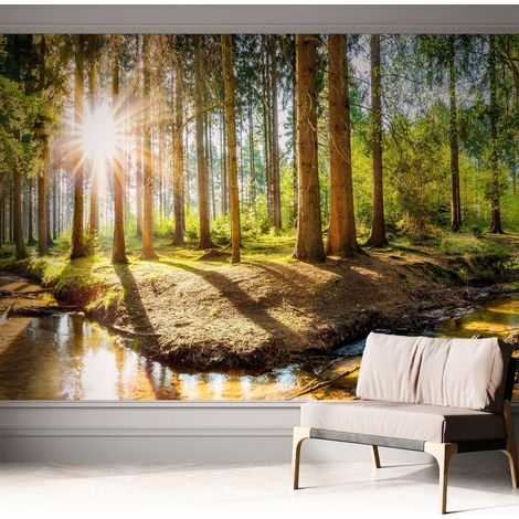 Fotomurale adesivo - parete decorativa - decorazione casa - stile moderno parete - Idillio boschivo 312x219 cm (1/5)