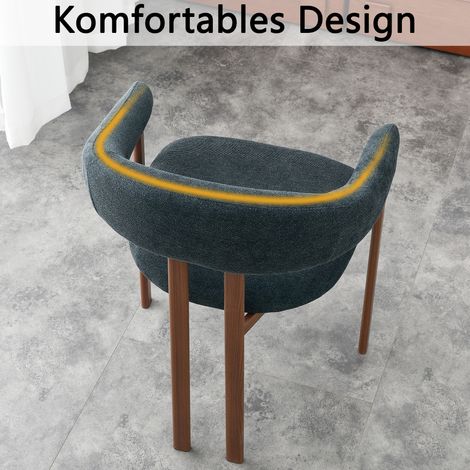 Fauteuils tonneau noirs ensemble de 2, chaises modernes en tissu, pieds en fer, confortables pour salon/salle à manger.
