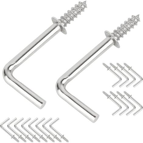 Lot de 20 Crochet à Vis, 29mm Petits Crochets à Visser à Angle Droit, en Acier au Carbone en Forme de L, Crochets à Vis Autotaraudeuses à Métal pour Accrocher (1/5)