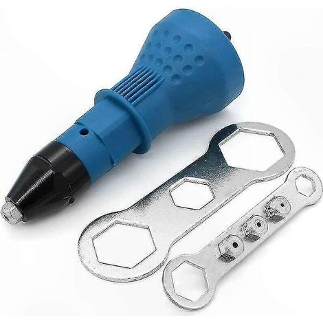 Pince à riveter électrique sans fil avec adaptateur, jeu d'outils portatif bleu pour écrous inserts, perceuse à main et accessoires de sertissage (1/5)
