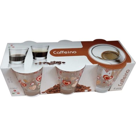 LOVE CAFFEINO CONFEZIONE DA 6 BICCHIERI CAFFE IN COLORE ROSSO