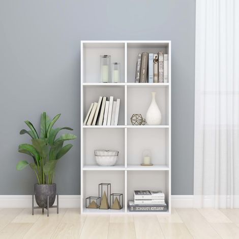 Book Cabinet High gloss white Engineered wood Medium Bookshelf vidaXL (1/5)