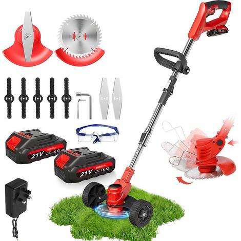 Taille-Haie / Débroussailleuse / Coupe-Bordure Sans Fil 3-en-1 – Moteur en Cuivre Pur – 2 Batteries Li-ion 2000 mAh – 50 dB Ultra-Silencieux – Roues Amovibles – Idéal Entretien Jardin (1/4)