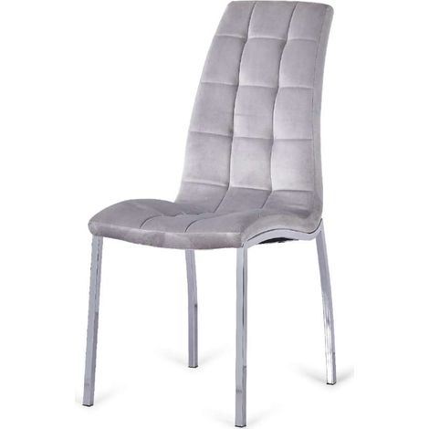 Pack de 4 sillas San Sebastián tapizada en tejido velvet gris claro. 96 cm (alto) 42 cm (ancho) 55 cm (fondo) (1/2)