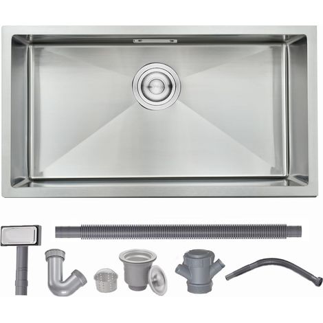 Evier Cuisine 75 X 45 cm, Evier Inox 1 Bac, Brossé (1/5)