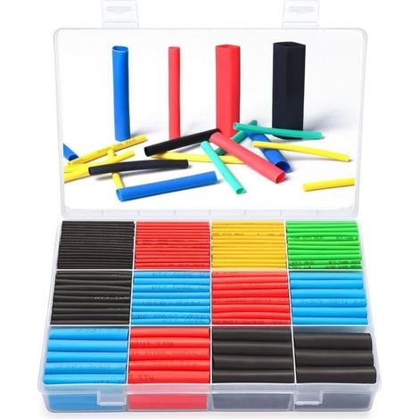 Kit de 560 gaines thermorétractables 45mm – Isolation électrique 2:1 – Assortiment 5 couleurs et 12 tailles – Protection mécanique (1/5)