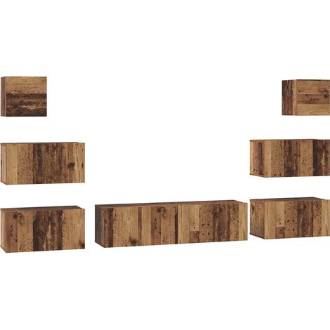 Ensemble meuble TV Banc TV Armoire TV 8 pcs Bois Ancien Bois d'ingénierie (1/5)