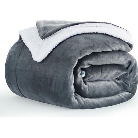 Couverture Sherpa Flanelle Douce et Chaude 150x200 cm Anthracite (1/5)