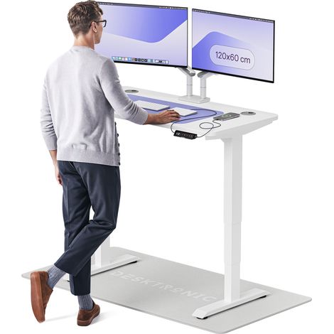 Desktronic Bureau assis debout HomePro - 120x60cm - Blanc/Blanc (1/5)