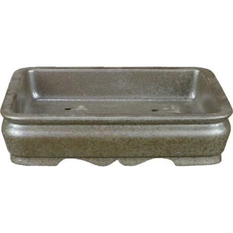 Vaso per bonsai rettangolare in gres argentato 19x13,5x3,5 cm - ZL325