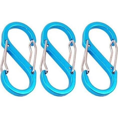 parti moschettone piccolo in metallo con doppio gancio di sicurezza a clip a forma di S in metallo per le attività all'aperto (blu) (1/5)