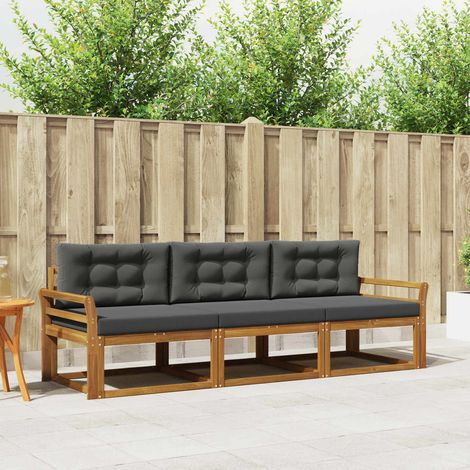 Outdoor-Sofagarnitur mit Kissen 3 pcs Natur und Anthrazit (1/5)