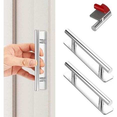Set di 2 maniglie autoadesive in alluminio per mobili, adatte a cassetti, ante scorrevoli e pensili da cucina - 150 mm, argento (1/4)