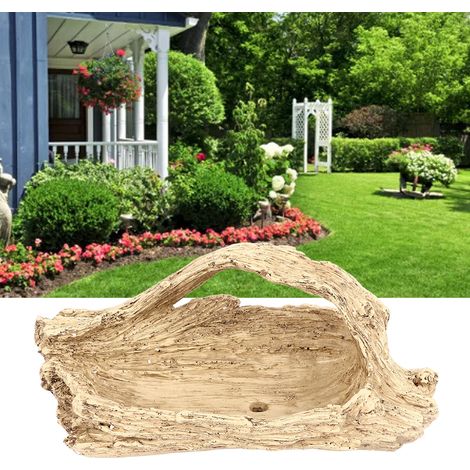 Pot à fleurs artificiel en bois imitant une racine d'arbre antique, plateau en forme de souche et de tête d'arbre, pot en bois mort poreux et en racine d'arbre (1/5)