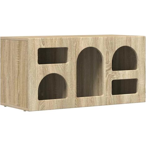 Meuble TV moderne avec rangement ouvert et caché 80 x 35 x 40 cm en bois d'ingénierie chêne sonoma (1/5)