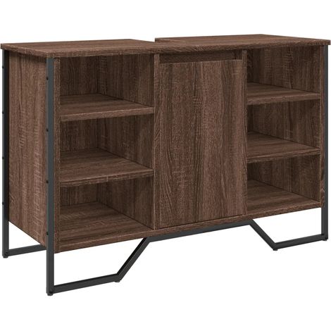 Armoire lavabo salle de bain rangement design moderne 91 x 35 x 60 cm en bois d'ingénierie marron