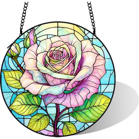 Vitrail décoratif pour fenêtre chambre, diamètre: 16 cm (1/5)