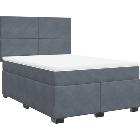 vidaXL Giroletto a Molle con Materasso Grigio Scuro 140x200 cm Velluto (1/5)
