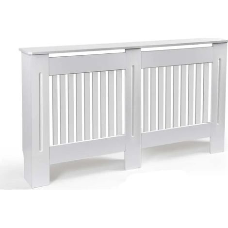Radiador bioclimático de madera blanca 152 x 19 x 82 cm con superficie superior funcional