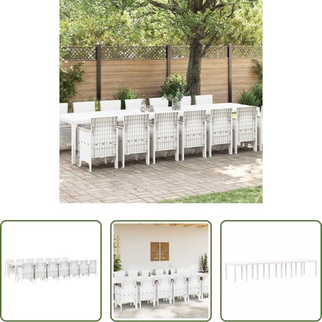 vidaXL Chaises jardin - Ensemble de salle à manger de jardin avec coussins 15 pcs Blanc (1/5)