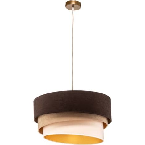[GEBRAUCHT] B-Ware Lampenwelt Hängeleuchte Devon Braun Beige Ecru Gold ø45cm Hängeleuchte Deckenlam