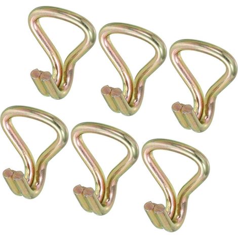 Crochets double J pour sangles d'arrimage 29mm, lot de 6, capacité de charge 1 tonne