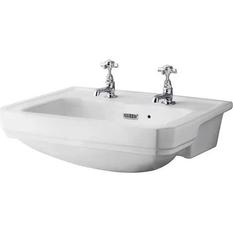 Bayswater Fitzroy Semi Recessed Basin 560mm Wide - 2 Tap Hole (1/2)