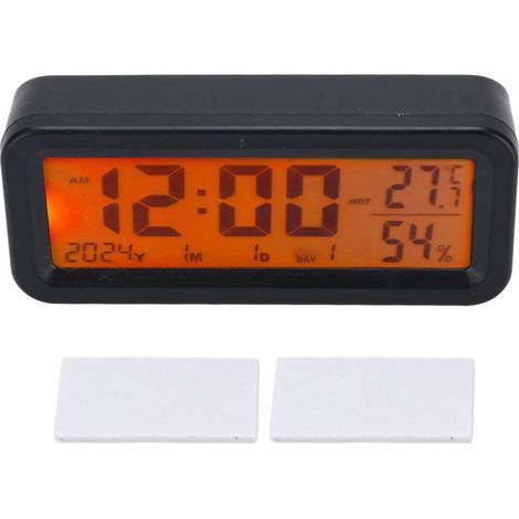 Horloge de tableau de bord de voiture, calendrier électronique lumineux, affichage de la température et de l'humidité, Support de panneau solaire, charge de Type C (1/5)