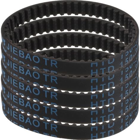 5pcs HTD-3M Rubber Timing Belt, 50 Teeth, 150mm Pitch Length x 6mm Width x 2.4mm Height, Closed Loop Pulley Belt (1/5)