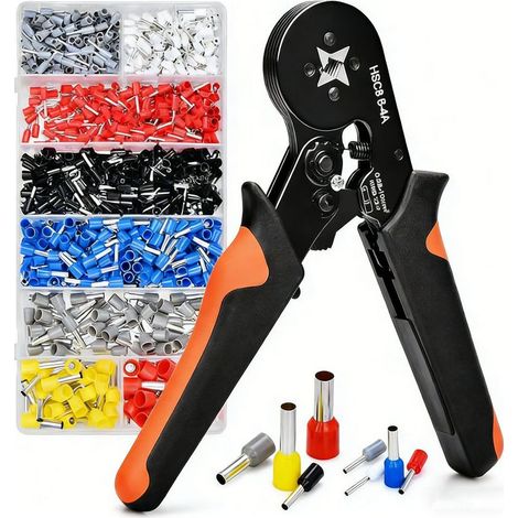 Pince à sertir carrée avec 1800 cosses électriques 0,5-10 mm², outil bricolage sertissage embouts câbles, kit d’outils de sertissage multifonction pour travaux électriques (1/5)